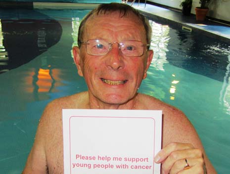 David Windle, aged 69 from Newbold, and a past president of the Rotary Club of Chesterfield, is raising vital funds for the Chesterfield based charity Kids 'N' Cancer UK, by swimming a marathon length 26 miles 385 yards.