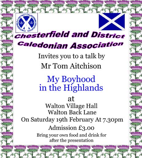 "My boyhood In the highlands" - a presentation evening with Mr Tom Aitchinson