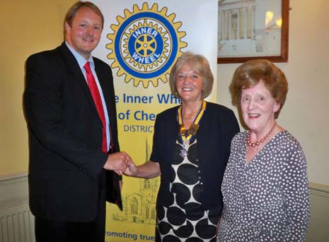 left to right - Chesterfield MP Toby Perkins. Inner Wheel President Adrienne Handley and Lady Marjorie Varley widow of late Chesterfield MP Lord Eric Varley)