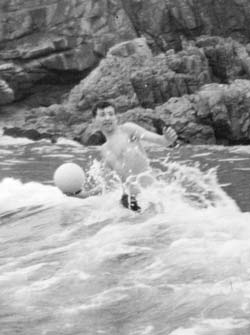 Ron Sumpton in the sea minutes before disappearing under the waves