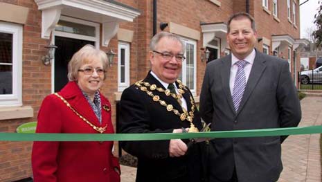 The Mayor and Mayoress of Chesterfield with Barratt East Midlands MD at the opening of the new 'Spires' development on Derby Road