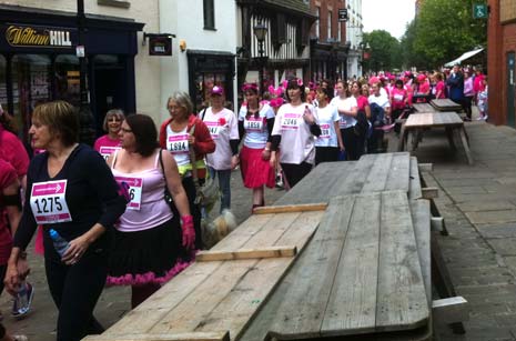 Chesterfield's 'Race for Life' ran from the Town Hall, through the town centre and finished at Queen's Park