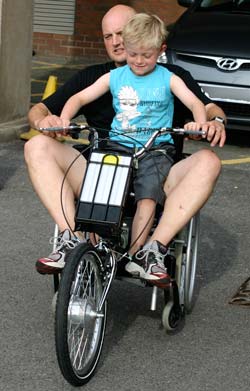 Thomas and his dad Richard take the new wheels for a spin