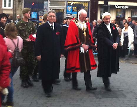 The Earl of Burlington, The Mayor of Chesterfield and CEO Huw Bowen parade through the streets of Chesterfield