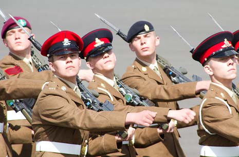 Ben Cawley (centre) at the Harrogate passing out parade