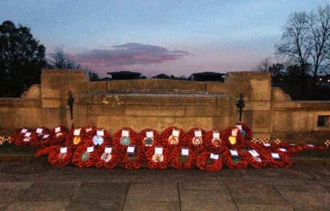 As the Sun goes down, we will remember - wreaths laid at the Chesterfield War Memorial