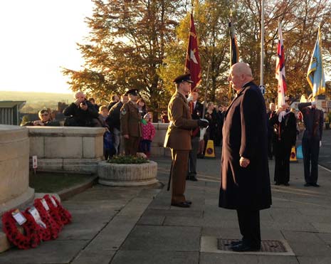 The Duke of Devonshire lays his wreath at Chesterfields War Memorial on Rose Hill