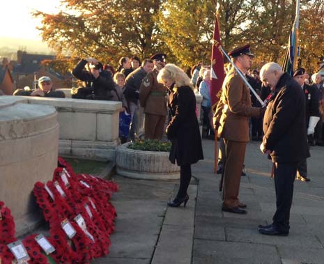 Chesterfield Borough Council Leader, Cllr John Burrows lays his wreath at Chesterfields War Memorial