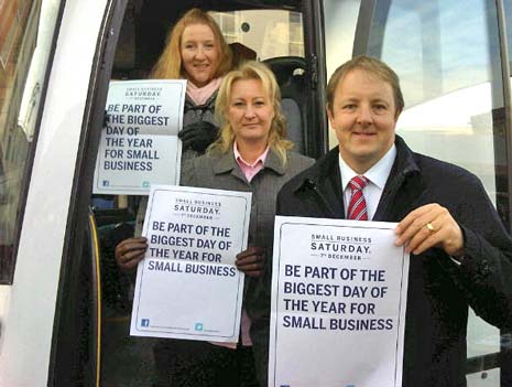 Bente Adland, Melanie Ulyatt and Toby Perkins MP at this mornings Small Business Saturday promotional tour