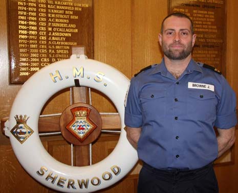 A Reservist from Chesterfield can hold his head up high after completing a leadership course 'with merit' as part of his training programme at HMS Sherwood, Nottinghamshire’s only Royal Naval Reserve (RNR) unit.
