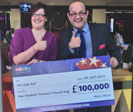Chesterfield's Kate Bull experienced a euphoric and life-changing moment just over a week ago, after winning £100,000 at Mecca Chesterfield.
