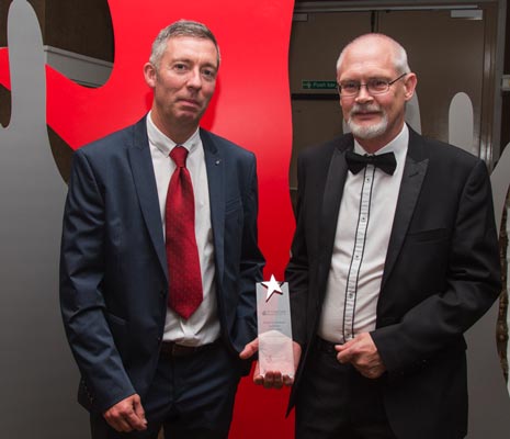 Trevor James from Sercel receives his award from Steve Wilson from Airbus UK Ltd