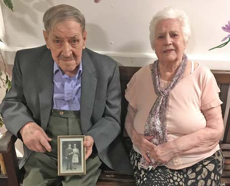 Love at first sight led to 75 years of happy marriage for Holmewood Care Home residents Jack and Muriel George.