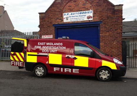 Investigations have begun to ascertain the cause of the fire with the East Midlands Fire Service's Dog unit called in