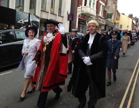 Hundreds of people lined the streets of Chesterfield yesterday to see the 373rd Mayor of the town, His Worship Cllr Paul Christopher Stone, parade from the Town Hall to the Crooked Spire during his Civic Service.