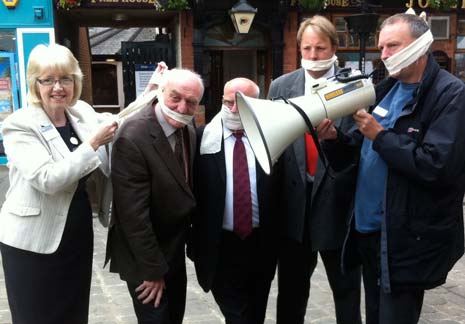 Chesterfield's Political Leaders are gagged in town centre