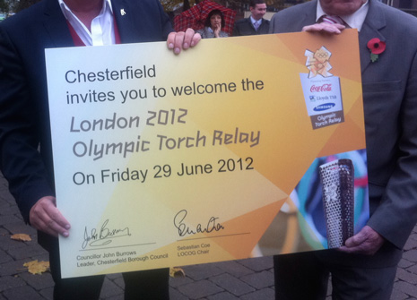 Chesterfield Confirmed As Part Of Official 2012 Olympic Torch Relay Route