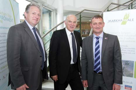 Business secretary Vince Cable met business leaders from across the county at Markham Vale before officially opening the new base of site resident MSE Hiller.
