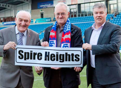 the new housing development at Chesterfield Football Club's old Saltergate ground has been announced as 'Spire Heights'.