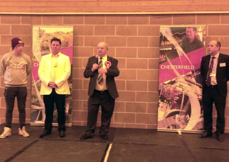 John Williams makes his speech after winning Staveley for Labour