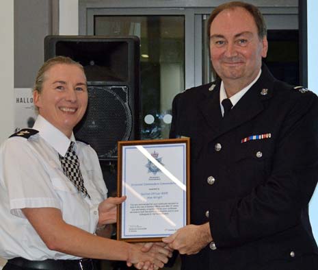 Section Officer Alan Wright, who volunteers in Chesterfield, was commended for both his devotion to duty and his colleagues during his 31 year long service to the police in Derbyshire.