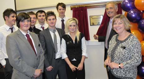 Judith McArthur, College Principal , Frank Smith , Chair of Corporation and Apprentices launching the new Academy