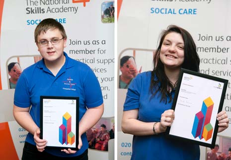 Emily Monk and Thomas Wilton, both from Chesterfield FE College, were winners at the North West heat of the WorldSkills UK 2012 Caring Competitions