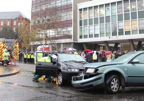 Three young students were killed and one paralysed, after a collision outside Chesterfield College on Infirmary Road.