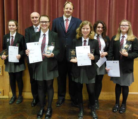 Chesterfield MP, Toby Perkins, presented the students, Lilly Beards, Emily Wagstaffe, Emily Corker, Katie Bargh and Kirsty Barnett with the winners trophies and certificates at the school.