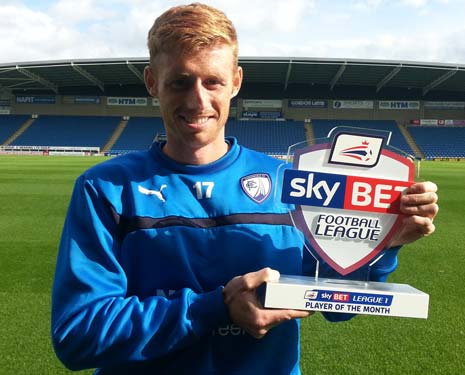 Chesterfield striker Eoin Doyle has been named the Sky Bet League One Player of the Month for September.