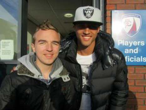 Former Chesterfield striker Jordan Bowery also returned to watch today's game after moving to Aston Villa in the summer - and I had a picture with the Premiership player.