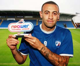 Craig Davies Holds his Player Of The Month Award