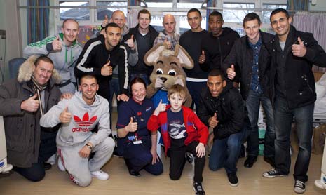 Chesterfield FC players and Manager visit children at Chesterfield Royal Hospital, Calow