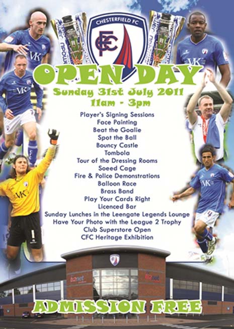 Chesterfield FC Open day at the B2net date is confirmed
