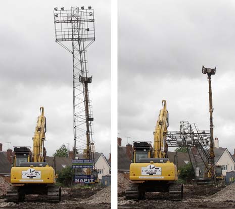 Saltergate's last floodlight is taken down this morning