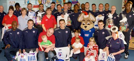 Chesterfield players spread some festive cheer as they made their now annual visit to Chesterfield Royal Hospital to meet young patients.