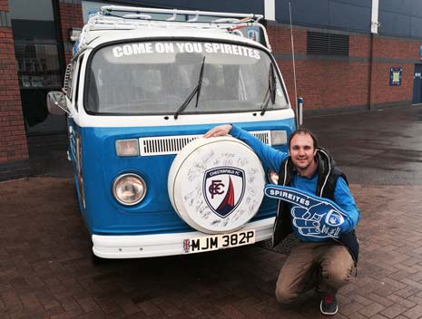 Chesterfield fan Richard Markham is making a return trip to Wembley on Sunday, in his Spireites-themed classic VW Camper, for the Johnstone's Paint Trophy final.