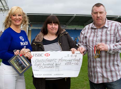 Denise James, who helped with the bucket collection in the lounges at the Proact, also presented a cheque to Supporters Club Treasurer Jane Umney, representing the profits raised at the recent 1969-70 & 1984-85 Champions Evening held in the Legends Lounge along with Bucketeer Bob Newton, who's taking an active interest in the project.