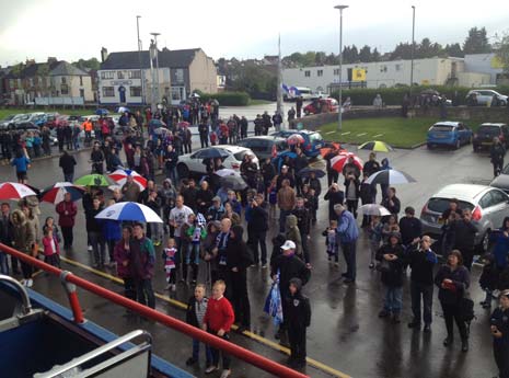 The fans ready to see the team off at the Proact despite the rain