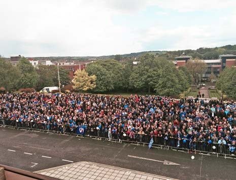 Even the dank and dismal weather couldn't dampen the spirits, as thousands of Spireite fans turned out en route from the PROACT to Chesterfield Town Centre, to watch Chesterfield FC parade the Championship Trophy won a week last Saturday after a nervy end to the season.