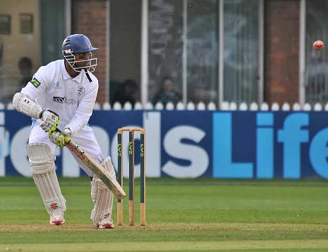 Derbyshire's batsman couldn't have made a worse start in the morning session when Chanderpaul was caught at first slip from the bowling of Alfonso Thomas