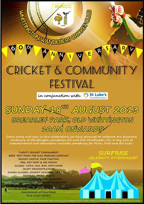 The cricket competition should take place between 11am and 7.30pm - and may be the first time coloured cricket clothing has been seen on the park in those sixty years!