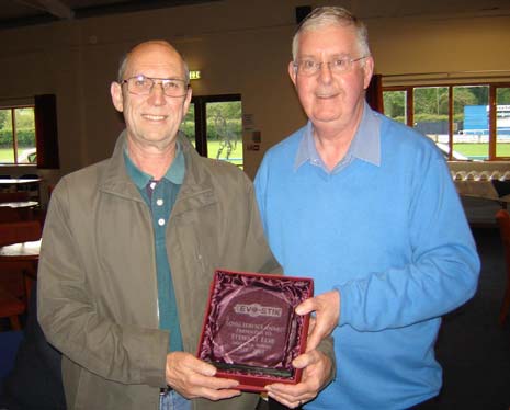 Matlock Safety Officer Stuart Else receives his award from League Vice Chairman and MTFC Club Secretary, Keith Brown