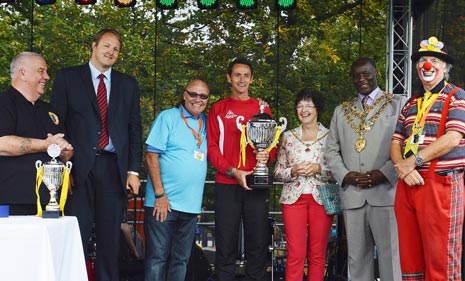 Mike Hyman, Toby Perkins MP, Mick Miller, Gareth Lowe, Mayoress of Chesterfield Vicky-Ann Diouf, Mayor of Chesterfield, Cllr Alexis Diouf, Miki Travis