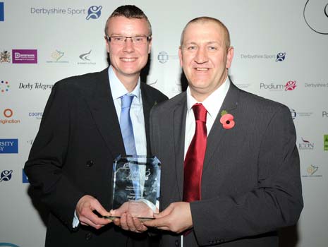Daryl Hone (right) with Peter Green, Sports Editor, Derby Telegraph
