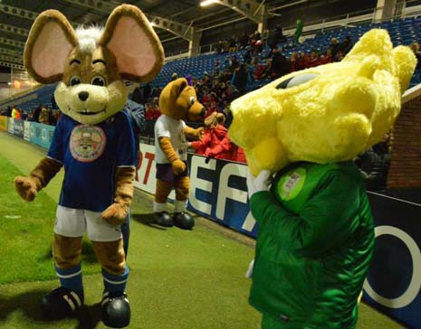 Chester had fun with the lioness' Mascots and the Women's Super League Macot Berry The Bear