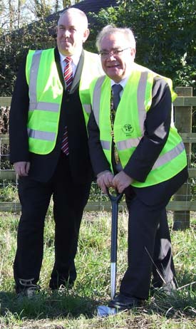 President of the Panther's - Steve Gambles and the Mayor turn the first "Sod" for the new rugby ground