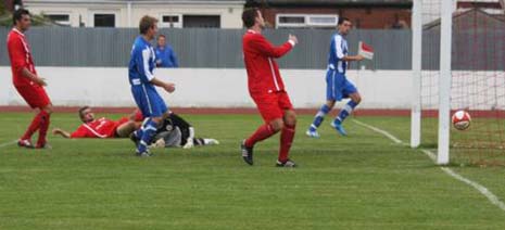 Staveley's Simon Barraclough scores a tap in on 54 minutes score