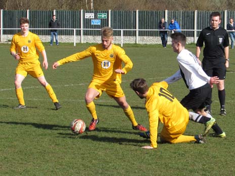 James Ashmore and Sam Finlaw were both battling gamely in the centre of the park to get things moving forward, but Athersley had the smell of victory in their nostrils now and were defending critical areas of the pitch in numbers.